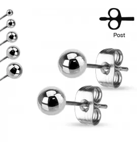Стальные серьги-гвоздики в форме шариков TATIC SSEB-ST от 2 до 7 мм