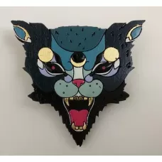 Брошь ручной работы из дерева «Бешеная кошка черная» COREYAGI ASC-KB10