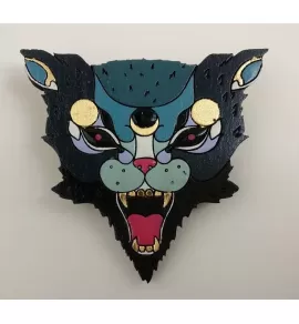 Брошь ручной работы из дерева «Бешеная кошка черная» COREYAGI ASC-KB10