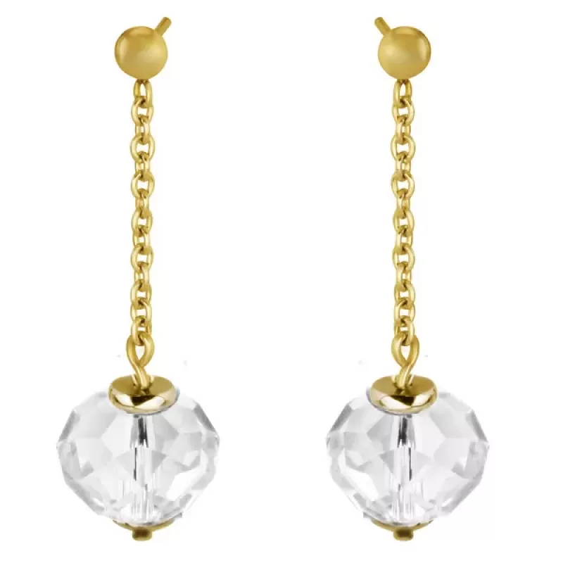 Серьги-гвоздики Everiot AAB-411ESS-GD с подвесками-кристаллами