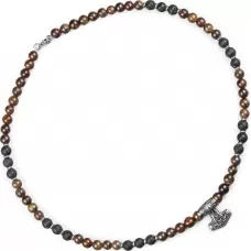 Мужской чокер (бусы) Everiot Select LNS-2035 из лавы и бронзита с подвеской "Молот Тора"