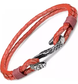 Кожаный плетеный браслет с застежкой в форме змеи Everiot SP-MJ-1966