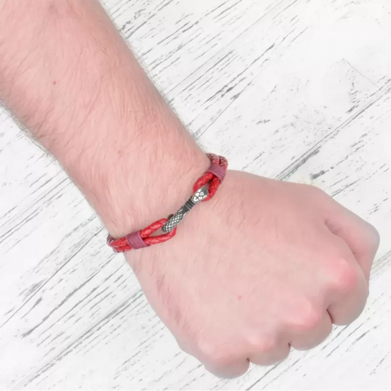 Кожаный плетеный браслет с застежкой в форме змеи Everiot SP-MJ-1966