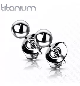 Серьги-гвоздики (пусеты) из титана TATIC T23ER03 в форме шариков от 3 до 5 мм