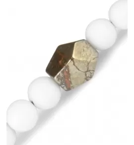 Браслет в два оборота на резинке Everiot Select LNS-2053 из агата и пирита