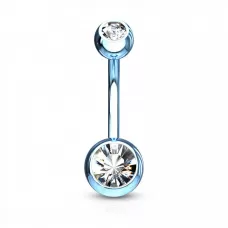 Стальная серьга банан для пирсинга пупка Piercedfish NT04-LBC с фианитами