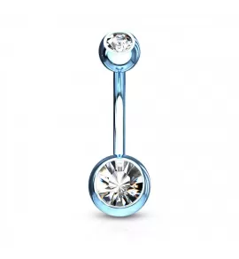 Стальная серьга банан для пирсинга пупка Piercedfish NT04-LBC с фианитами