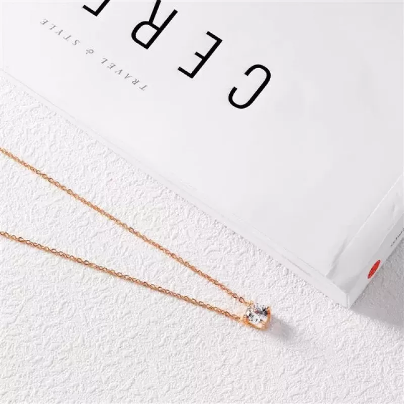 Минималистичное колье Everiot SN-XP-2166 из стальной цепочки с фианитом