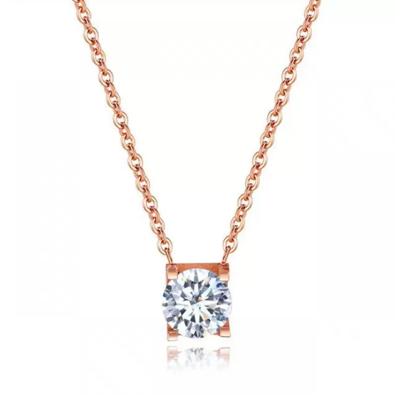 Минималистичное колье Everiot SN-XP-2166 из стальной цепочки с фианитом