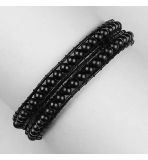 Браслет-намотка Everiot Select LNS-8001 из агата и кожаного шнура