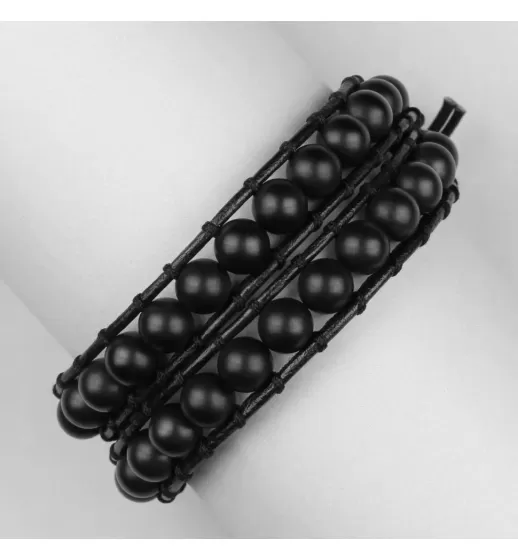 Браслет-намотка Everiot Select LNS-8001 из агата и кожаного шнура