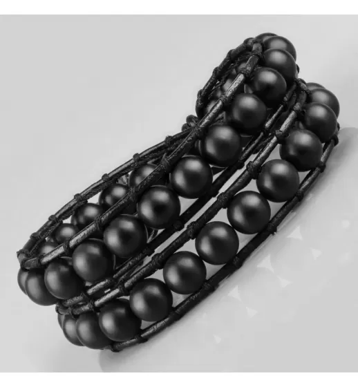 Браслет-намотка Everiot Select LNS-8001 из агата и кожаного шнура