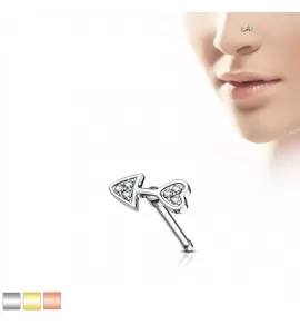 Серьга нострил (гвоздик) для пирсинга крыла носа PiercedFish NOB-626 с фианитами