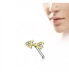 Серьга нострил (гвоздик) для пирсинга крыла носа PiercedFish NOB-626 с фианитами
