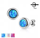 Серьги-гвоздики TATIC SE3365 из стали с искусственным опалом