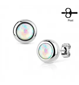 Серьги-гвоздики TATIC SE3365 из стали с искусственным опалом