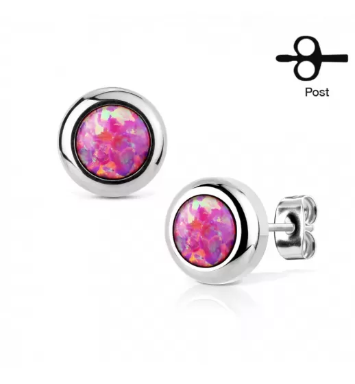 Серьги-гвоздики TATIC SE3365 из стали с искусственным опалом