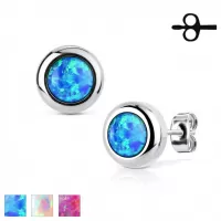 Серьги-гвоздики TATIC SE3365 из стали с искусственным опалом