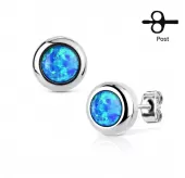 Серьги-гвоздики TATIC SE3365 из стали с искусственным опалом
