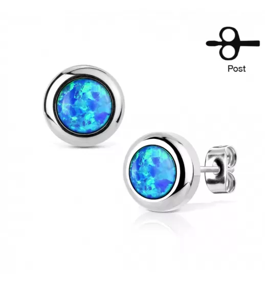 Серьги-гвоздики TATIC SE3365 из стали с искусственным опалом