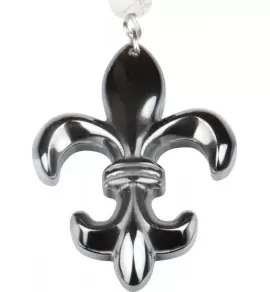 Бусы (розарий) Everiot Select LNS-3120 из гематита и кахолонга с подвеской "Геральдическая лилия"