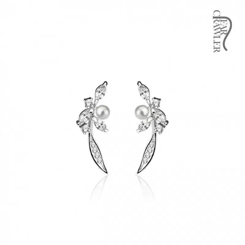 Клаймберы в виде пера TATIC EL-16 с фианитами и жемчугом