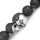 Мужской браслет в три оборота на резинке с черепом Everiot Select LNS-2054 из бронзита, лавы и яшмы