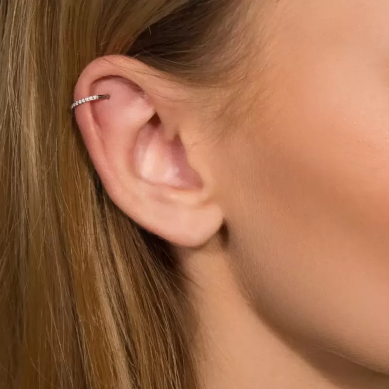 Кольцо кликер из титана с фианитами Pirslab RHT41 серьга для пирсинга септума, трагуса и хеликса, брови, губ (диаметр от 8 мм до 10 мм), черный