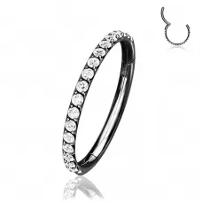 Кольцо кликер из титана с фианитами Pirslab RHT41 серьга для пирсинга септума, трагуса и хеликса, брови, губ (диаметр от 8 мм до 10 мм), черный