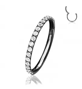 Кольцо кликер из титана с фианитами Pirslab RHT41 серьга для пирсинга септума, трагуса и хеликса, брови, губ (диаметр от 8 мм до 10 мм), черный