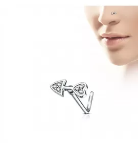 Серьга-гвоздик (нострил) для пирсинга крыла носа PiercedFish NOL-626 с фианитами
