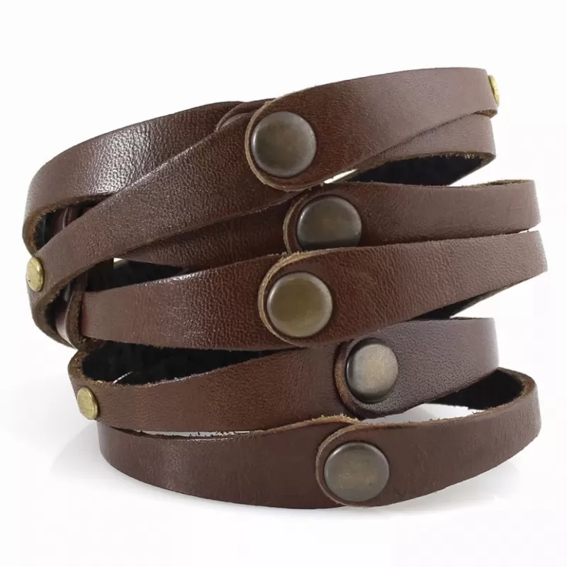 Кожаный браслет мужской Scappa A-109 коричневый