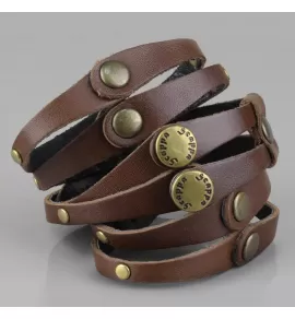 Кожаный браслет мужской Scappa A-109 коричневый