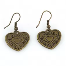 Серьги Indigo ING-RR-148 в форме сердечка античные