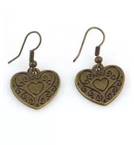 Серьги Indigo ING-RR-148 в форме сердечка античные