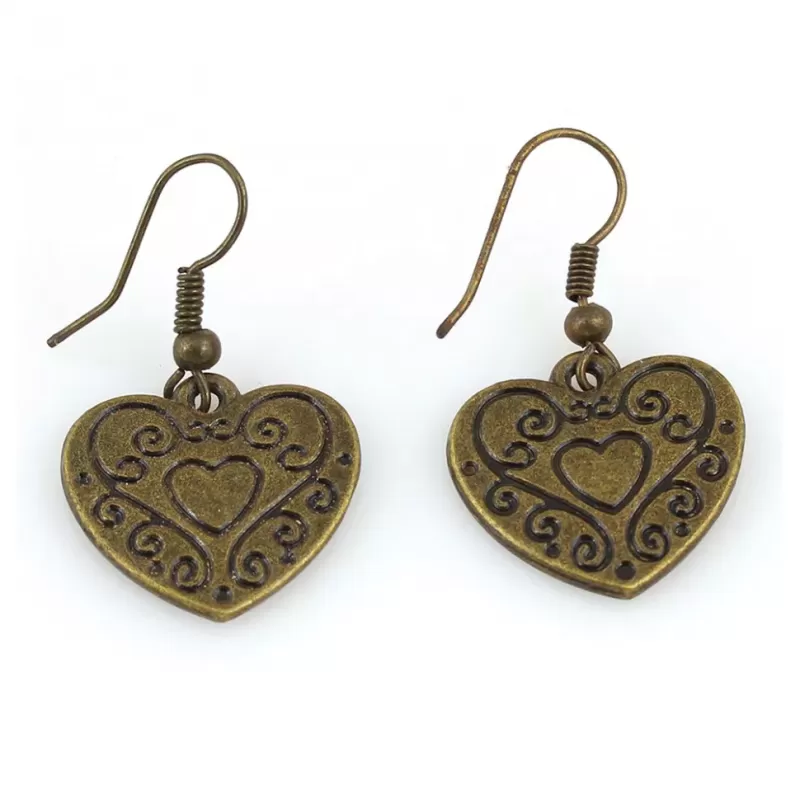 Серьги Indigo ING-RR-148 в форме сердечка античные