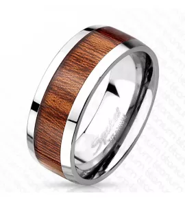 Мужское кольцо из титана Spikes R-TI-4391 с деревянной вставкой