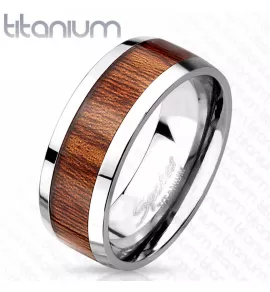 Мужское кольцо из титана Spikes R-TI-4391 с деревянной вставкой