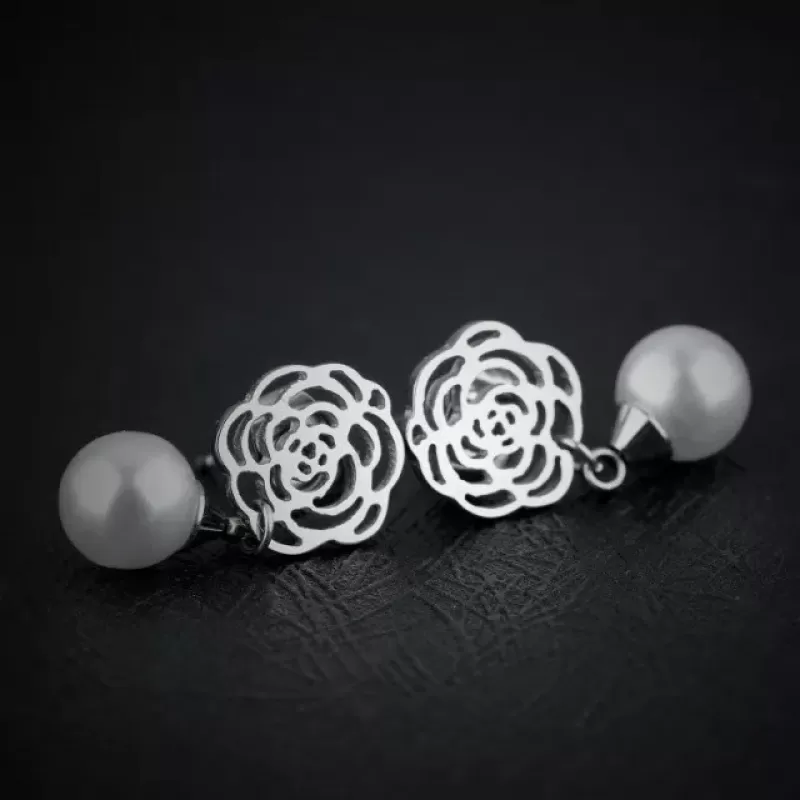 Серьги-гвоздики Everiot SE-XP-1332-ST серебристые с подвеской