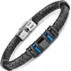 Черный кожаный браслет мужской Everiot RN-MJ-1807 с синими вставками