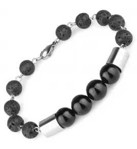 Мужской черный браслет из лавы и агата Everiot Select LNS-2292