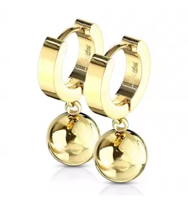 Женские серьги-кольца из стали с подвесками-шариками Spikes SE3565