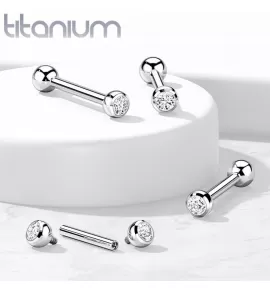 Штанга из титана с фианитом Pirslab TIB04 для пирсинга хряща уха, хеликса, брови