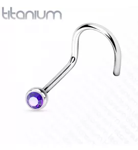 Титановая серьга-гвоздик (улитка) для пирсинга носа Pirslab T23NO3-TZ с фианитом