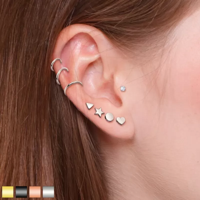 Серьга микроштанга для пирсинга уха PiercedFish JA02-GD из стали
