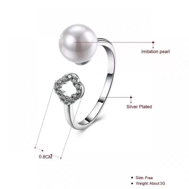 Незамкнутое кольцо Everiot RA-XP-14214 с искусственным жемчугом, регулируемое