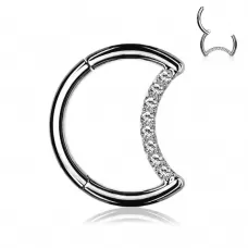 Кольцо кликер месяц из титана с фианитами Pirslab RHT65 серьга для пирсинга септума носа, брови, хряща уха, сосков, пупка