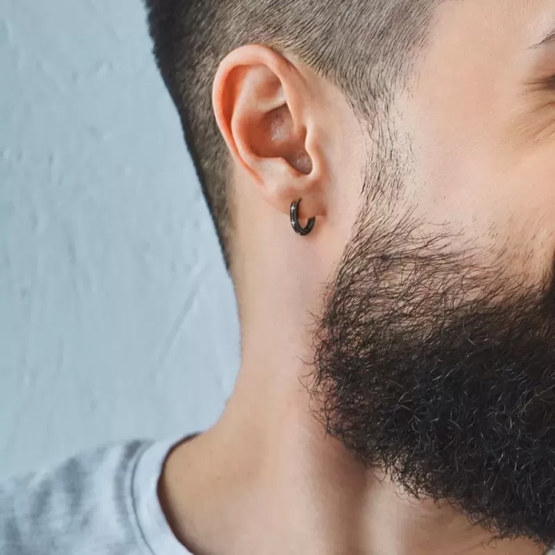 Черные серьги конго из стали с крестами TATIC SEH02K (разного диаметра)