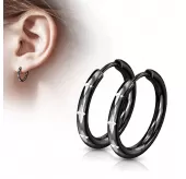 Черные серьги конго из стали с крестами TATIC SEH02K (разного диаметра)