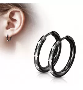 Черные серьги конго из стали с крестами TATIC SEH02K (разного диаметра)